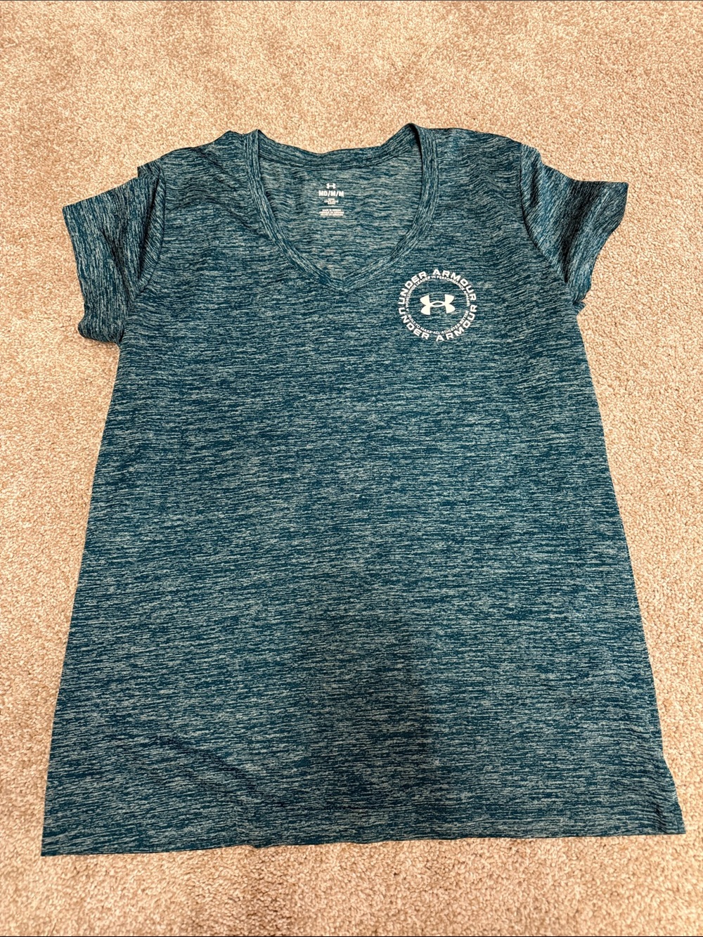 Under Armour Women's Heathered Teal V-Neck Performance Tee